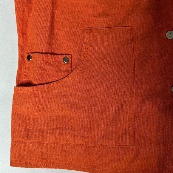 Je t’aime Short Sleeve Botton Down Blouse Pearl Button Size Medium Rust Orange - Picture 4 of 8